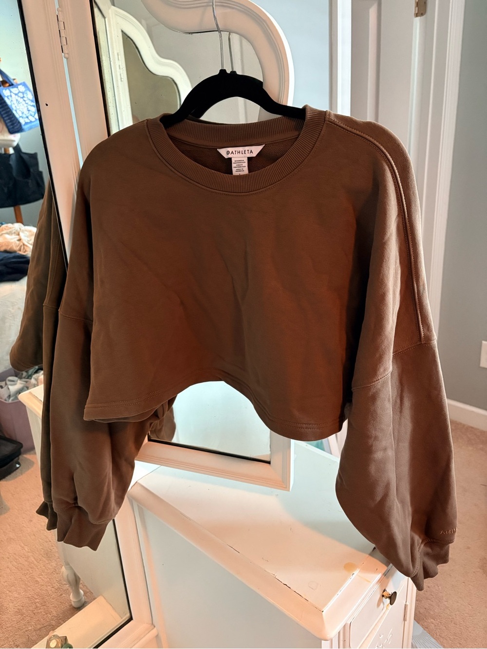 Athleta Cropped Crew Sweatshirt in Brown